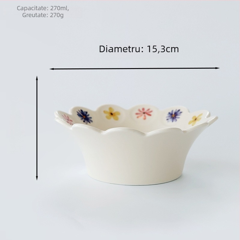 Farfurie ceramică în stil coreean, cu dantelă florală, pentru deserturi, prăjituri, mic dejun și fructe