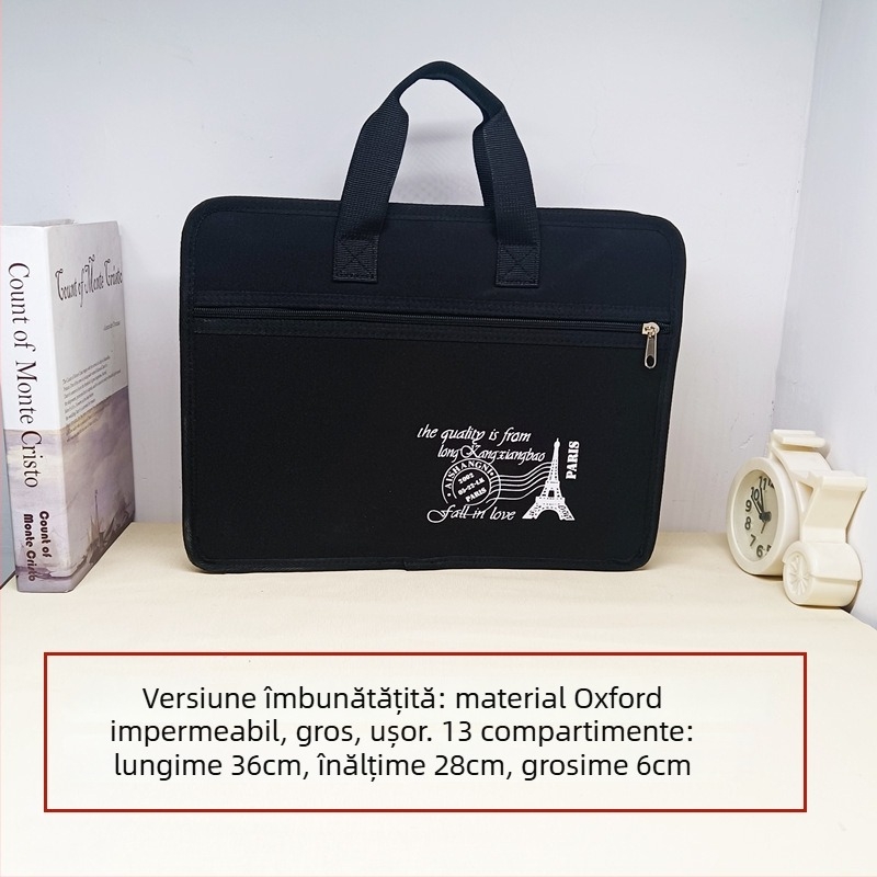 Dosar acordeon A4 cu mai multe compartimente, impermeabil, cu fermoar, pentru elevi, design desen animat, model personalizabil