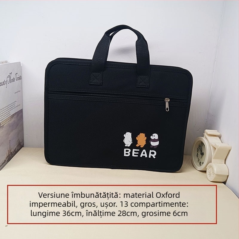 Dosar acordeon A4 cu mai multe compartimente, impermeabil, cu fermoar, pentru elevi, design desen animat, model personalizabil