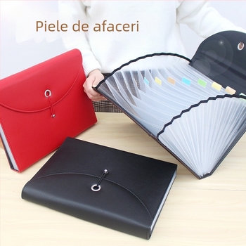 Organizator din piele pentru dosare, tip acordeon, compartimente multiple, capacitate mare, pentru afaceri