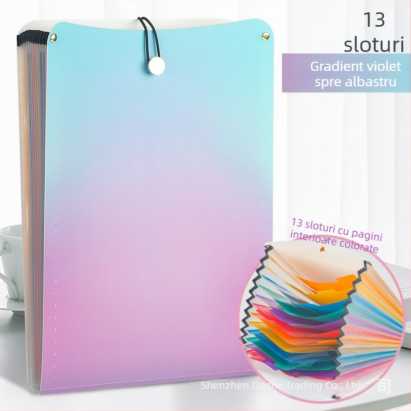 Fișier acordeon vertical cu 13 buzunare, format A4, organizator de birou cu mai multe niveluri