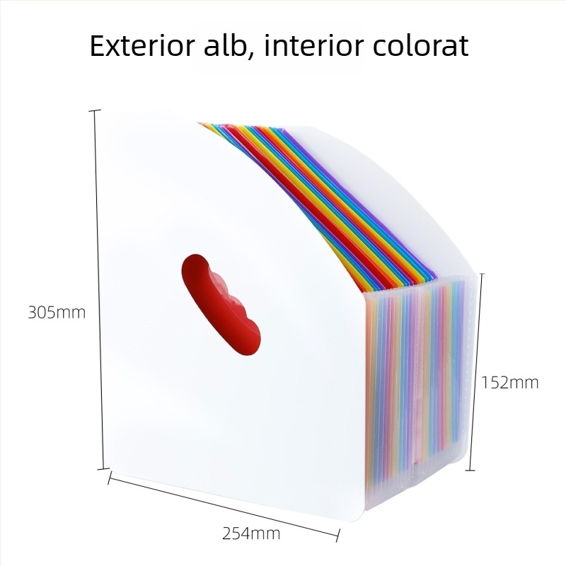Dosar acordeon A4 cu 13 compartimente, organizator multistrat pentru documente și lucrări de examen, design vertical triunghiular