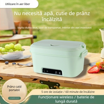 Cutie electrică pentru prânz izolată, reîncărcabilă, încălzire wireless, fără apă, capacitate mare, portabilă