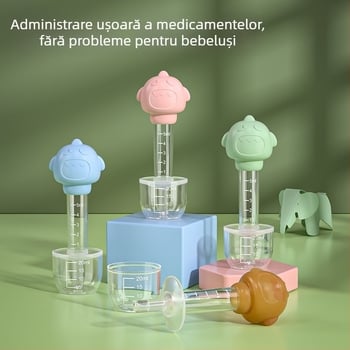 Siringă pentru administrarea medicamentelor bebelușilor, cu design de apăsare manual și dozator de apă, protecție împotriva înecului