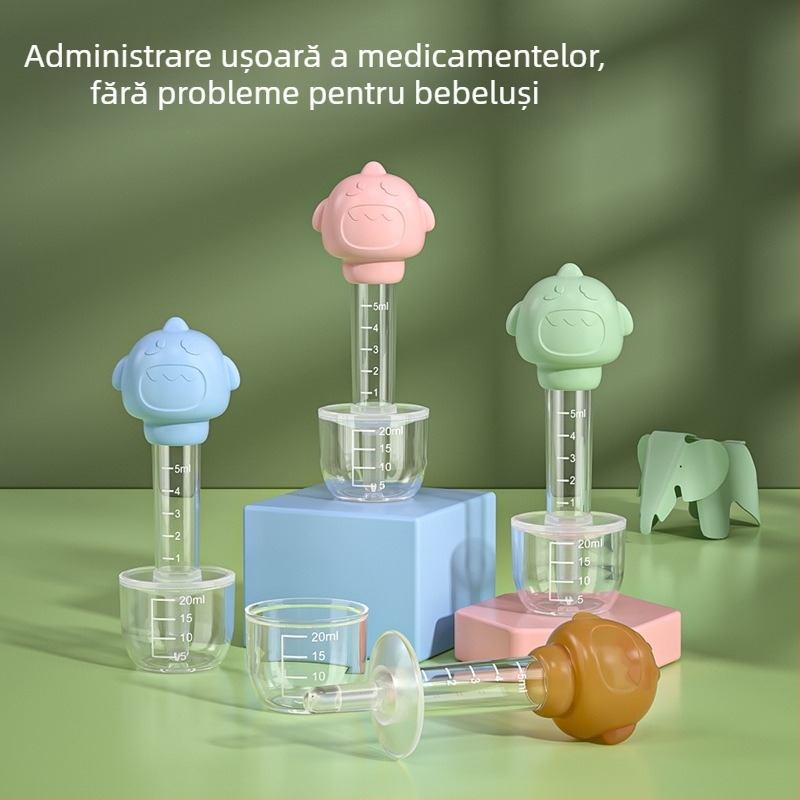 Siringă pentru administrarea medicamentelor bebelușilor, cu design de apăsare manual și dozator de apă, protecție împotriva înecului