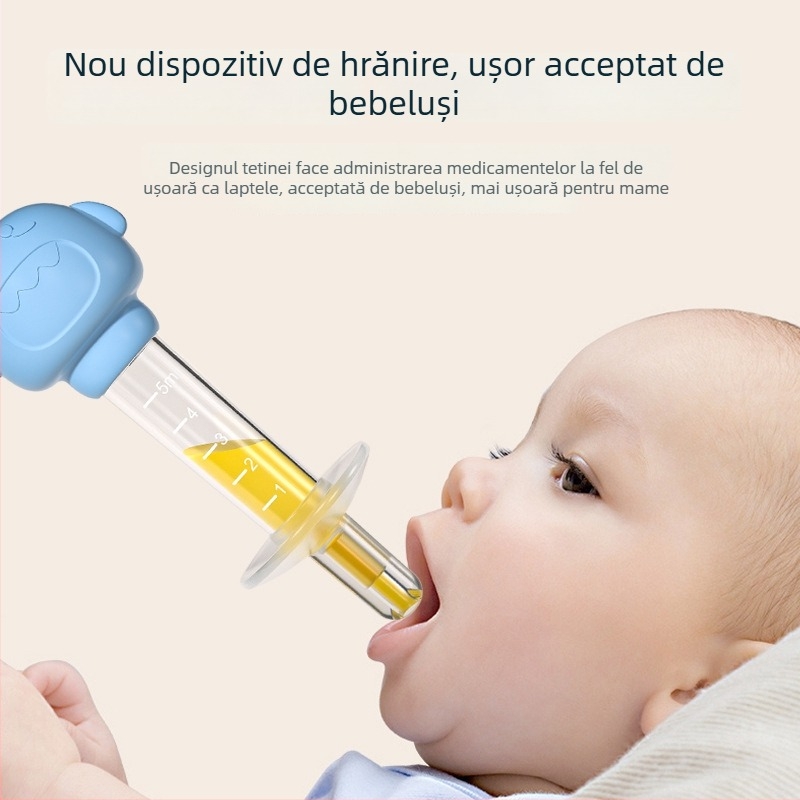Siringă pentru administrarea medicamentelor bebelușilor, cu design de apăsare manual și dozator de apă, protecție împotriva înecului