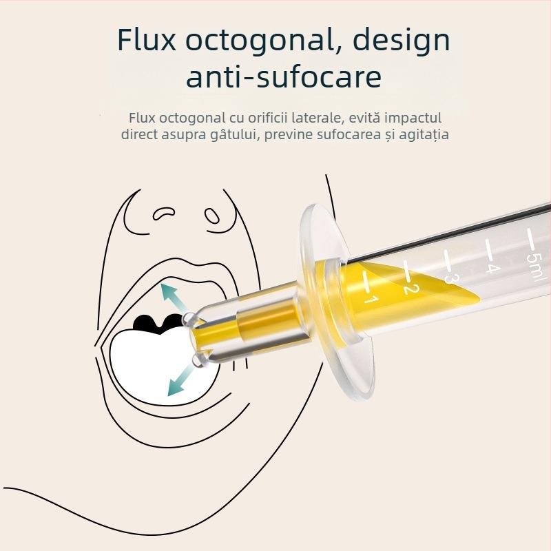Siringă pentru administrarea medicamentelor bebelușilor, cu design de apăsare manual și dozator de apă, protecție împotriva înecului