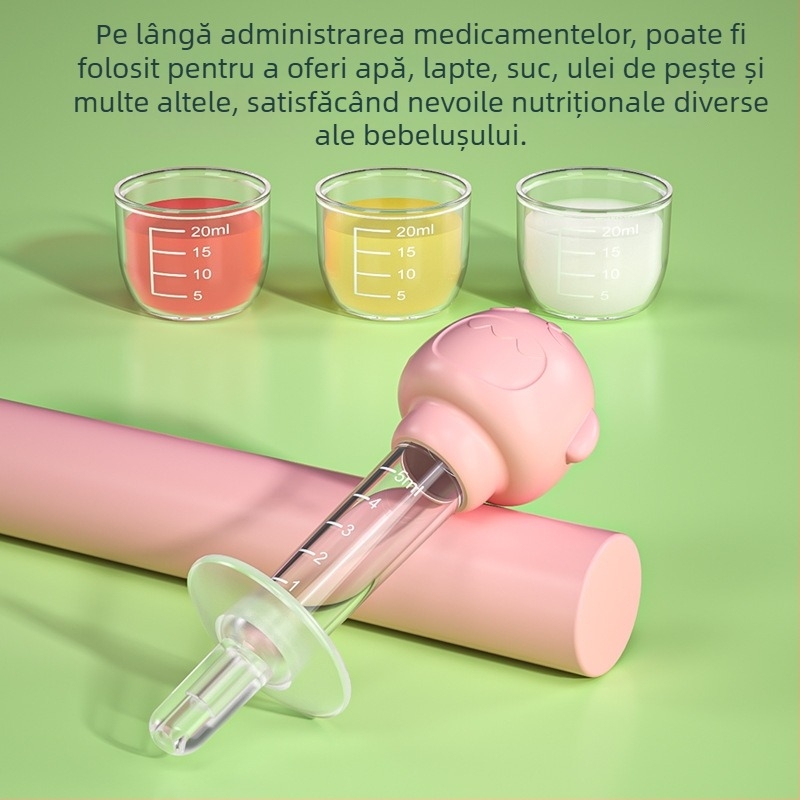 Siringă pentru administrarea medicamentelor bebelușilor, cu design de apăsare manual și dozator de apă, protecție împotriva înecului