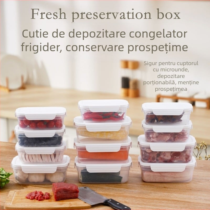 Cutie alimentară certificat FCM, cutie prânz dreptunghiulară din plastic, compatibilă cu microundele, 800–1000 ml, compartiment unic, culoare solidă