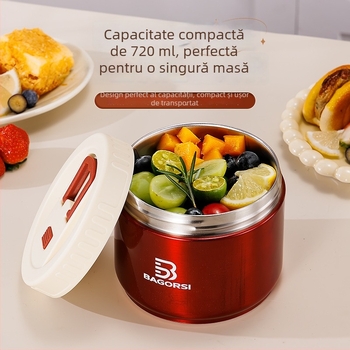 Yihua Kitchenware 304 oțel inoxidabil, cutie izolată pentru prânz cu recipient pentru supă, recipient termic portabil, 712 ml, design modern minimalist