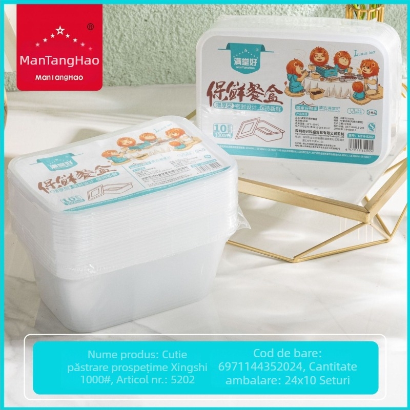 Cutie de unică folosință din plastic pentru livrare, bol rotund pentru prânz cu capac, transparentă, de înaltă calitate.