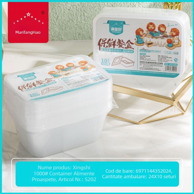 Cutie de unică folosință din plastic pentru livrare, bol rotund pentru prânz cu capac, transparentă, de înaltă calitate.