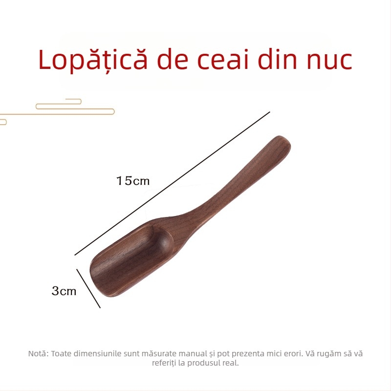 Lingură de ceai din lemn de nuc – unealtă de ceai multifuncțională: lingură, lopățică, clips și pensetă