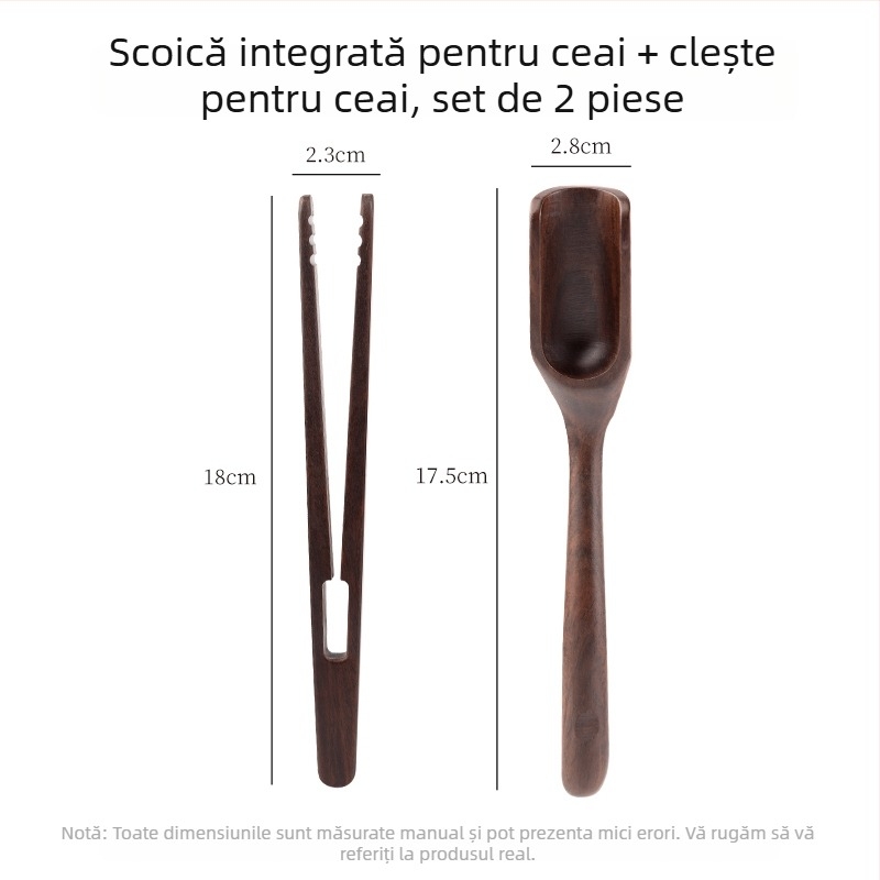 Lingură de ceai din lemn de nuc – unealtă de ceai multifuncțională: lingură, lopățică, clips și pensetă