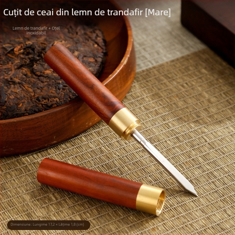 Set de cinci piese pentru ceremonia ceaiului din lemn de abanos, accesorii Kung Fu pentru ceai: lingură de ceai, ac, clips, perie, furculiță pentru ceașcă