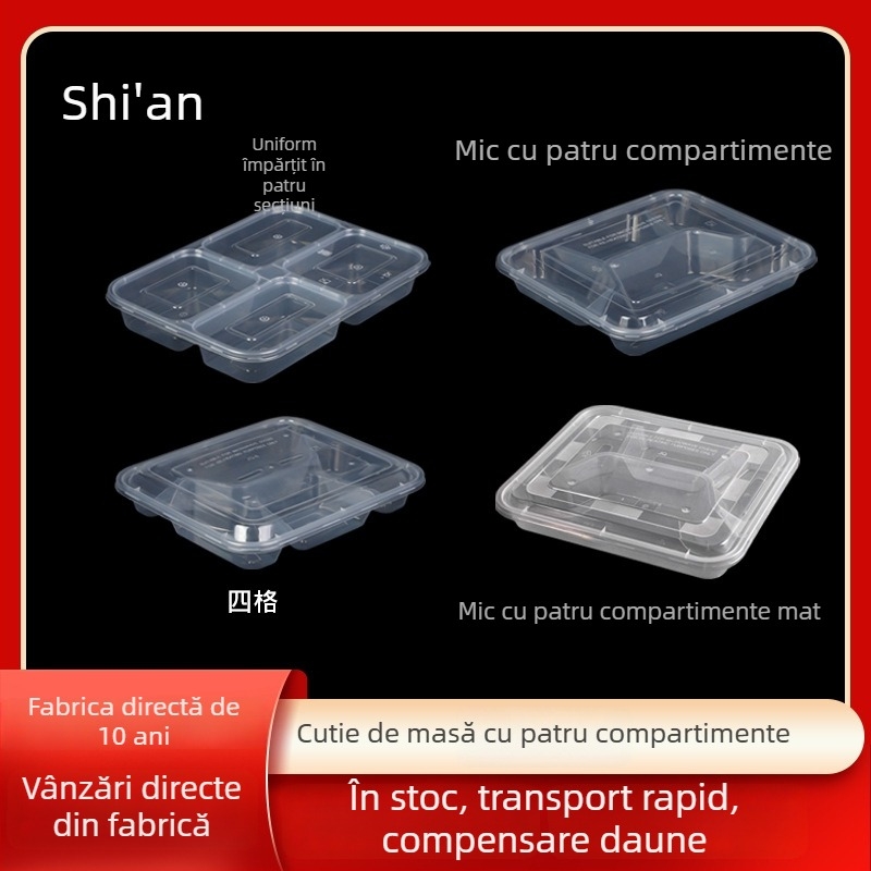 Cutie pentru prânz de unică folosință, cu mai multe compartimente și capac, construcție îngroșată, disponibile în mai multe dimensiuni