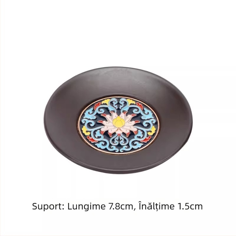 Suport din Bakelit pentru ceai, în stil japonez, cu strat izolant termic și suport pentru ceașcă, motive de floare de prune, orhidee, bambus și crizantemă; accesoriu pentru set Gongfu.