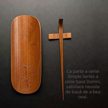Da An Tang set de ceai din bambus natural, trei piese, cu prune, orhidee, bambus și crizantemă — ceremonie Zen Gongfu de ceai, cu șase clipsuri pentru ceai și linguriță