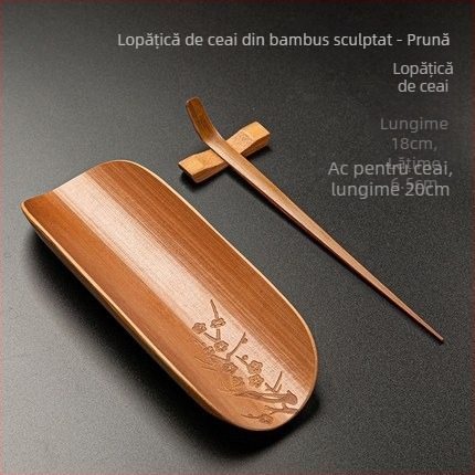 Da An Tang set de ceai din bambus natural, trei piese, cu prune, orhidee, bambus și crizantemă — ceremonie Zen Gongfu de ceai, cu șase clipsuri pentru ceai și linguriță