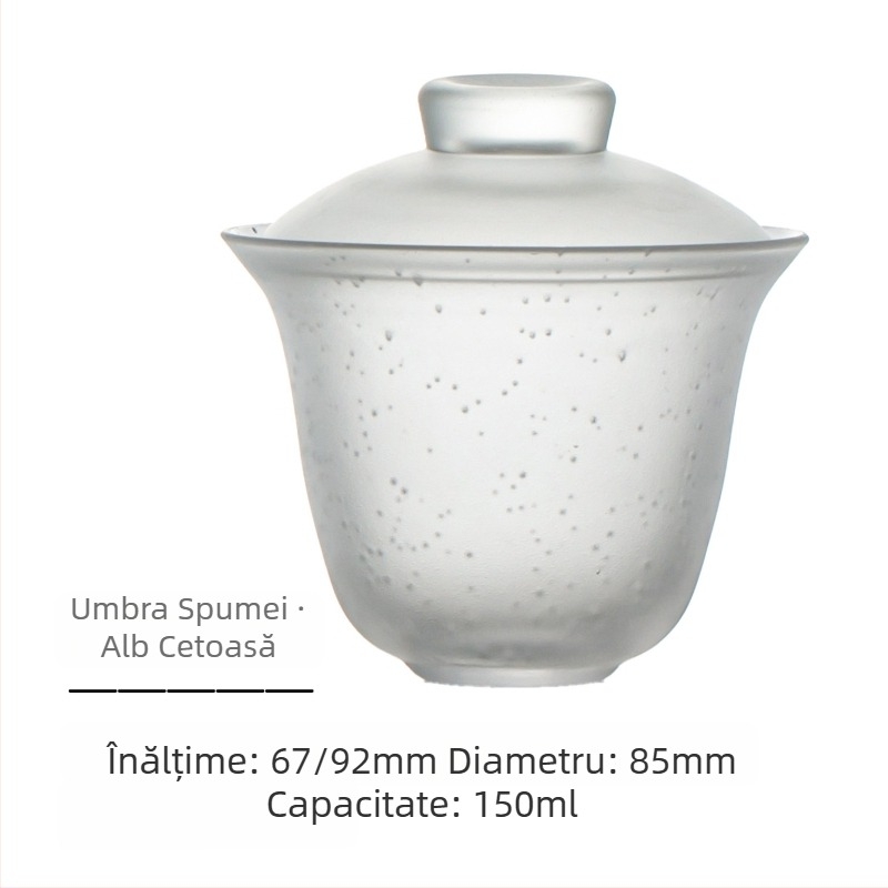 Vas japonez din sticlă cu capac și bule, pentru uz casnic, ceainic din sticlă simplu, set Kung Fu Tea, ceașcă de ceai din două piese
