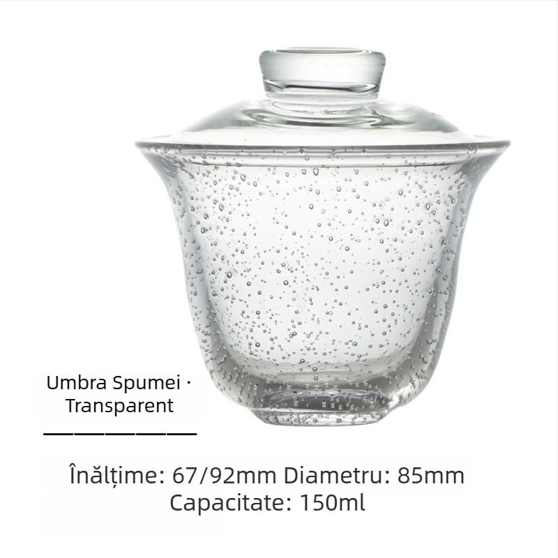 Vas japonez din sticlă cu capac și bule, pentru uz casnic, ceainic din sticlă simplu, set Kung Fu Tea, ceașcă de ceai din două piese