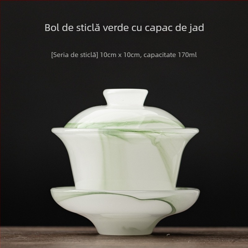 Vas de ceai cu capac, glazură veche, stil chinezesc, mare pentru uz casnic
