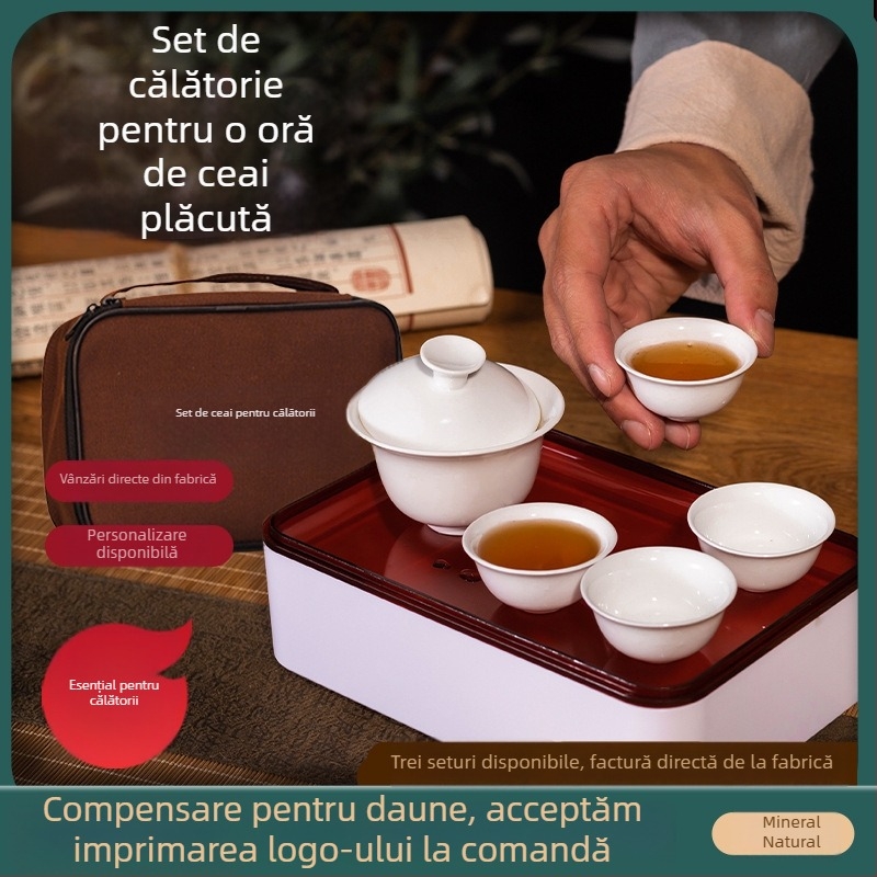 Set de ceai Kung Fu pentru călătorii – set portabil pentru camping cu ceainic cu capac și ceașcă