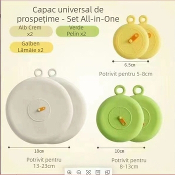 Set de trei capace din silicon pentru boluri, rezistente la temperaturi înalte, capace universale etanșe pentru resturi de mâncare