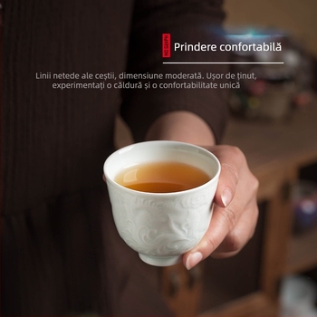 Ceșcuță de ceai din porțelan, glazură verde-umbră, stil retro — ceașcă mare pentru uz casnic