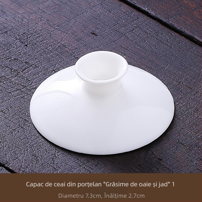 Vas de ceai din porțelan alb, cu capac ceramic
