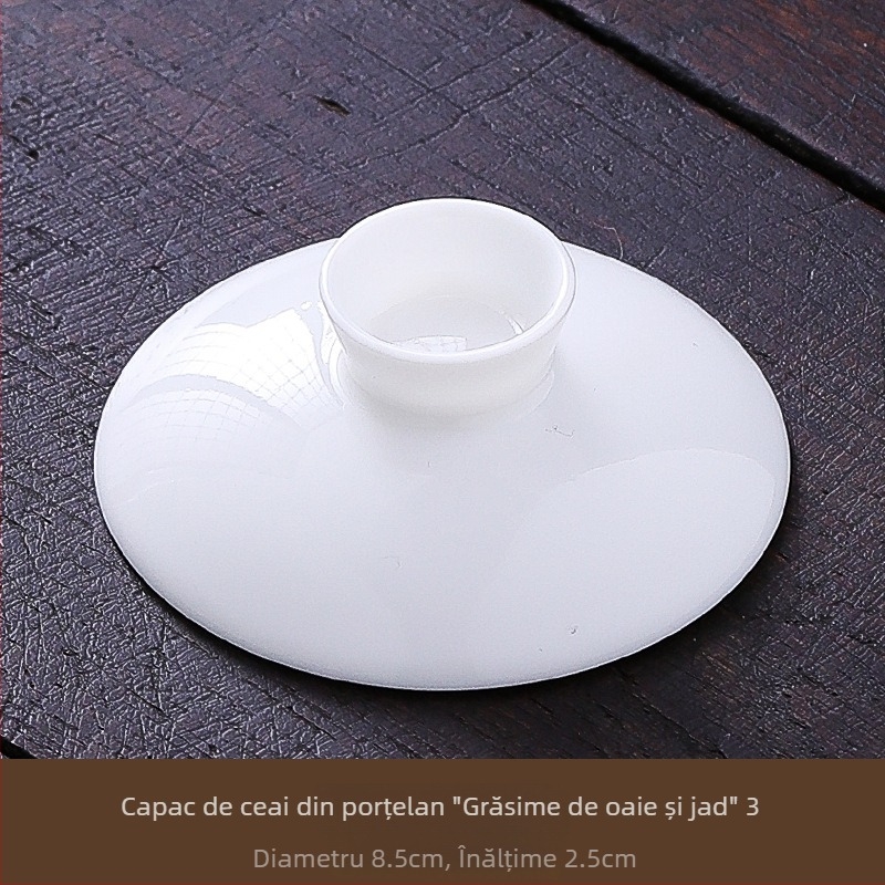Vas de ceai din porțelan alb, cu capac ceramic