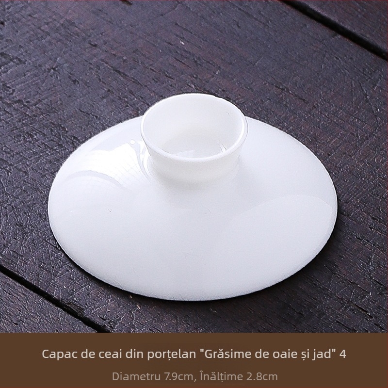Vas de ceai din porțelan alb, cu capac ceramic