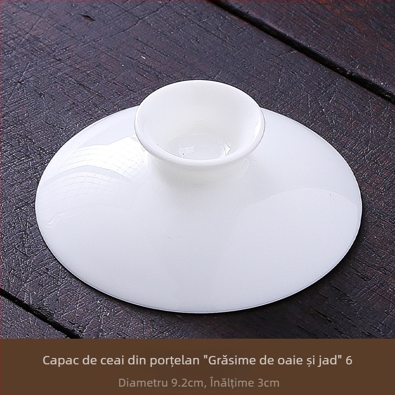 Vas de ceai din porțelan alb, cu capac ceramic