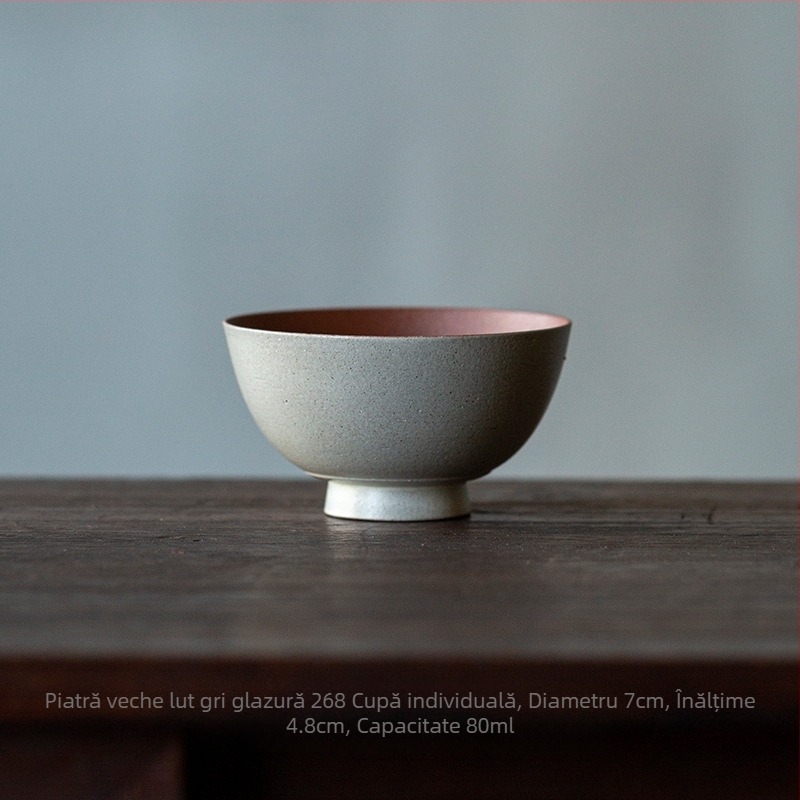 Set de ceai Kung Fu din ceramică de lut gri, ceașă principală, căni de degustare și de parfum, stil retro pentru uz casnic