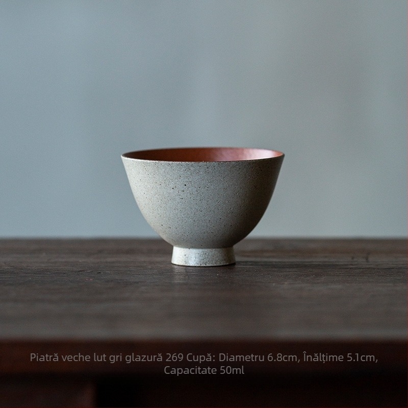 Set de ceai Kung Fu din ceramică de lut gri, ceașă principală, căni de degustare și de parfum, stil retro pentru uz casnic