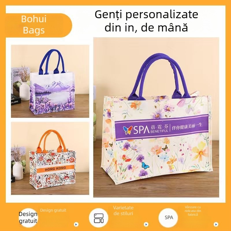 Geantă tote din pânză cu logo personalizat, capacitate mare pentru cumpărături