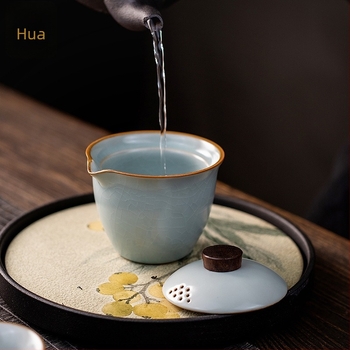 Set ceramic Kung Fu de ceai: ceainic cu mâner, bol cu capac anti-arzire și ceașcă de ceai pentru uz casnic