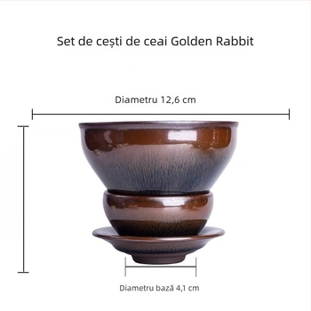 Set ceai Jianzhan, Jianyang, Dinastia Song, 12,5 Mare, corp din fier, culoare sub glazură