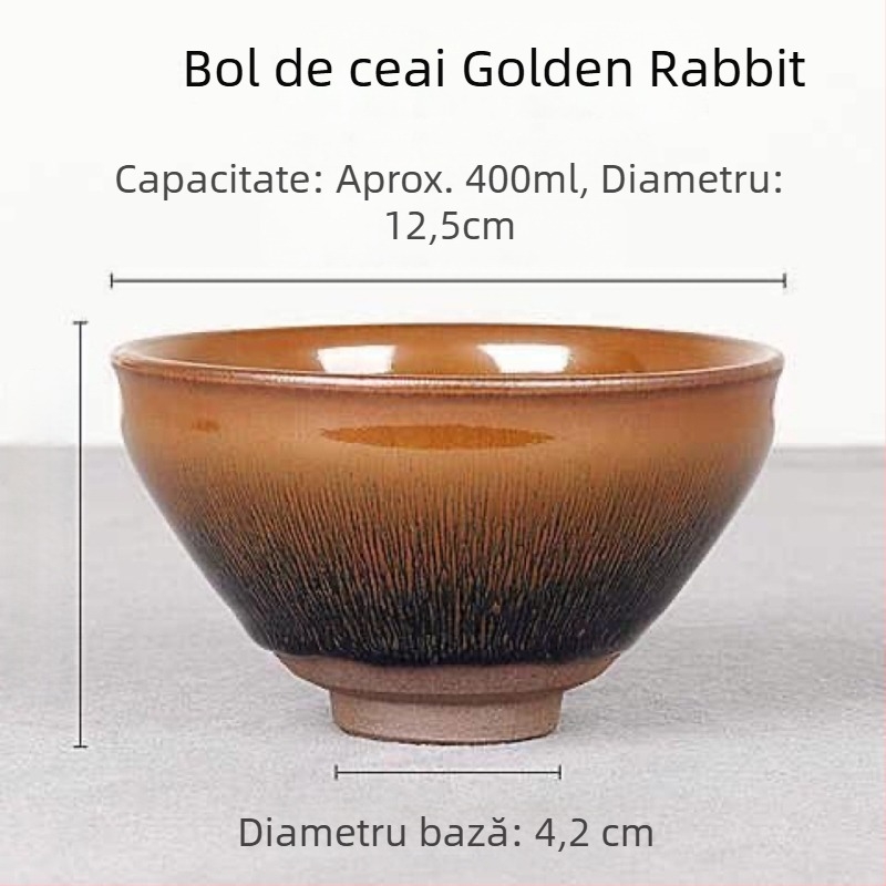Set ceai Jianzhan, Jianyang, Dinastia Song, 12,5 Mare, corp din fier, culoare sub glazură