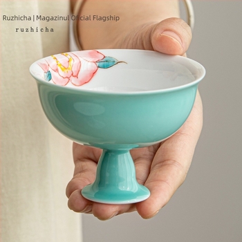 Ceașcă de ceai Gong Fu din porțelan, pictură manuală cu motiv fluture și floare, stil chinezesc retro, set de ceai pentru femei