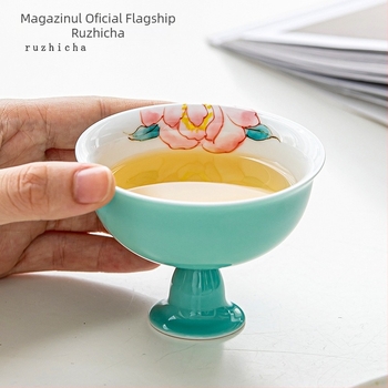 Ceașcă de ceai Gong Fu din porțelan, pictură manuală cu motiv fluture și floare, stil chinezesc retro, set de ceai pentru femei