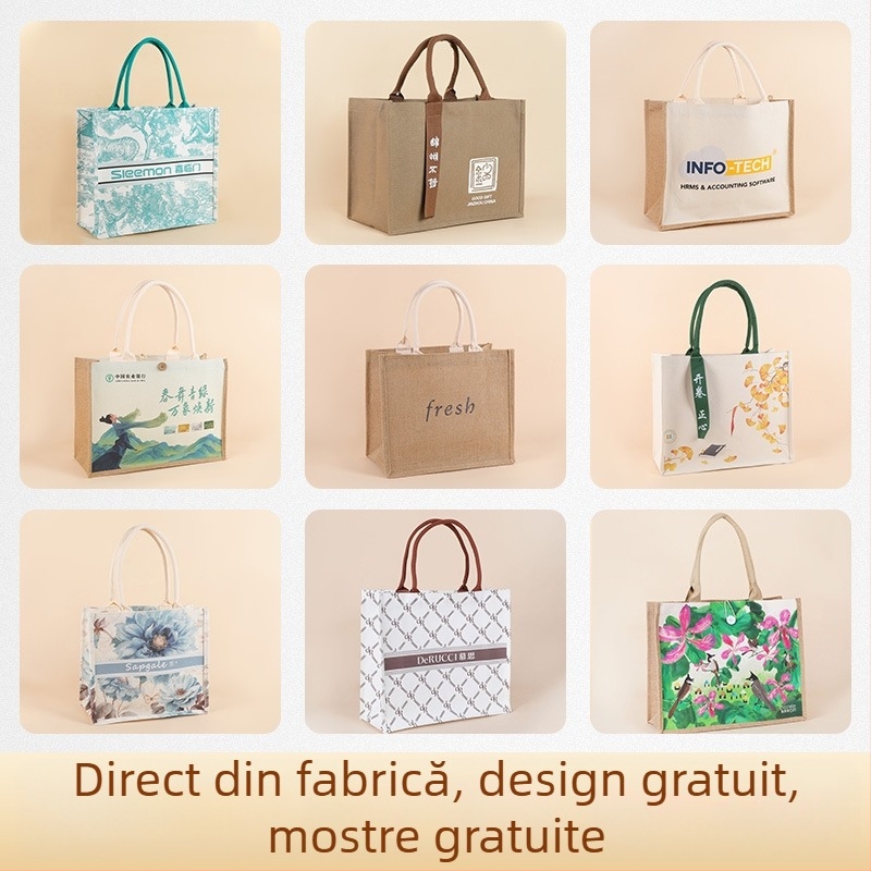 Geantă tote personalizată din canvas lucios, cu mâner și panglică