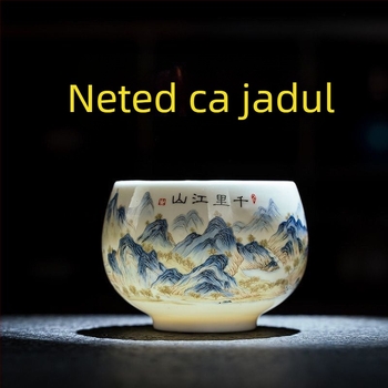 Porțelan Dehua Gongfu ceainic, ceașcă mare Qianli Jiangshan, bol de ceai pentru degustare și meditație