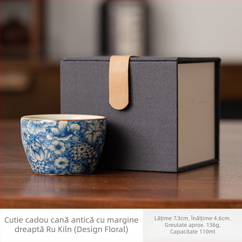 Ceașcă de ceai din porțelan Ru Kiln cu model floral, pentru uz casnic, ceașcă de degustare a ceaiului, de înaltă calitate