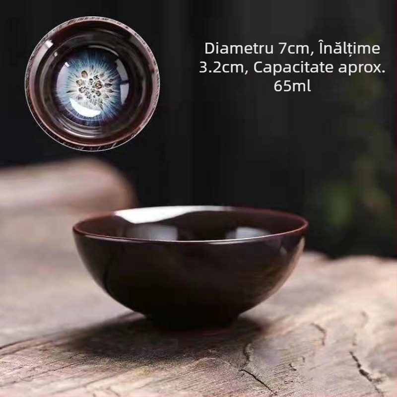 Set de șase cești de ceai Jianware, cu variații de glazură, pentru ceremonia Gongfu