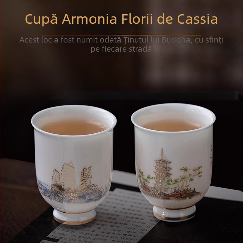 Două cești de ceai din porțelan, într-o cutie cadou, stil proaspăt și drăguț