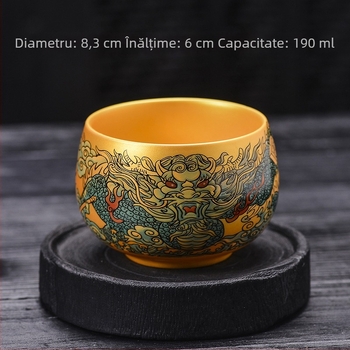 Ceșă de ceai din porțelan cu accente aurii: motiv Opt Cai, Ceșu Zen, Ceșu Dragon King, Ceșă cu Nouă Piersici, Ceșă Maestru, Ceșă Personală