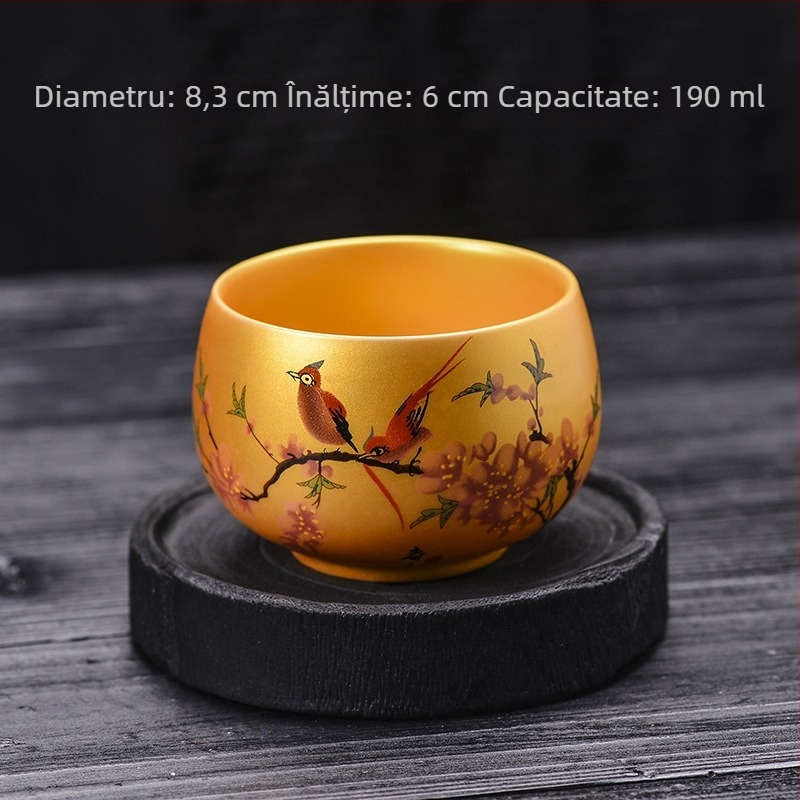 Ceșă de ceai din porțelan cu accente aurii: motiv Opt Cai, Ceșu Zen, Ceșu Dragon King, Ceșă cu Nouă Piersici, Ceșă Maestru, Ceșă Personală
