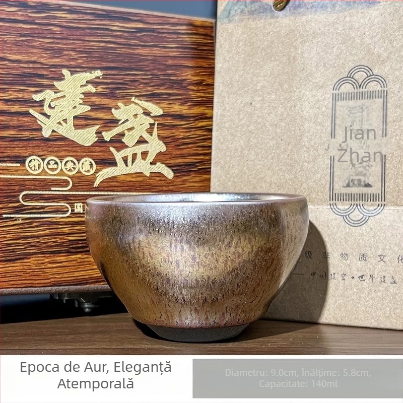 Ceașcă de ceai ceramic Jian Zhan de înaltă calitate, glazură purpurie-aurie, stil Baihua, pentru uz personal, stil chinezesc