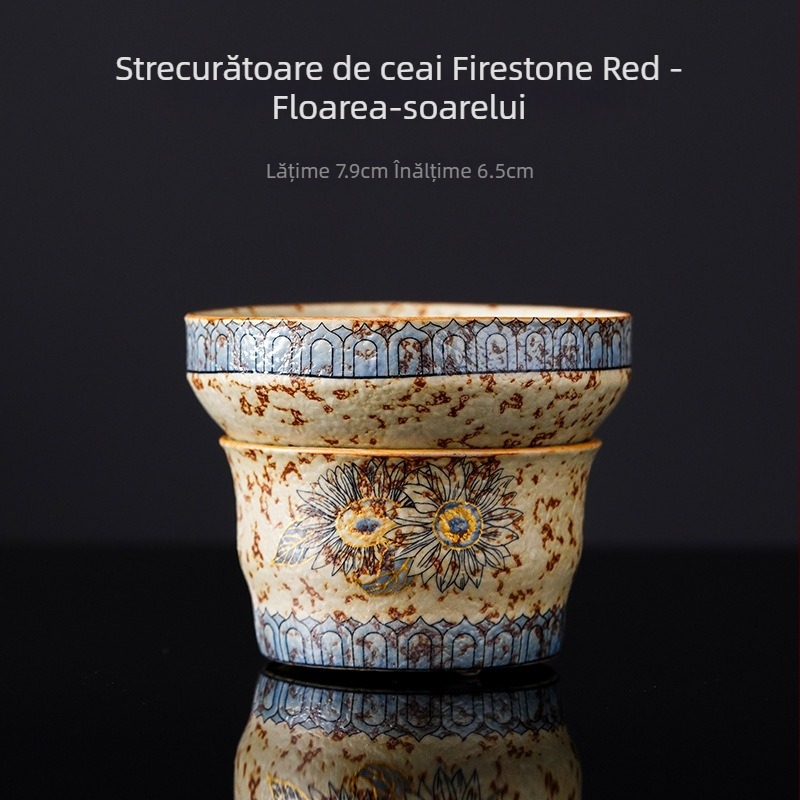 Filtru de ceai ceramic cu filtru încorporat și separator, pentru uz casnic, design inspirat de porțelan albastru-alb